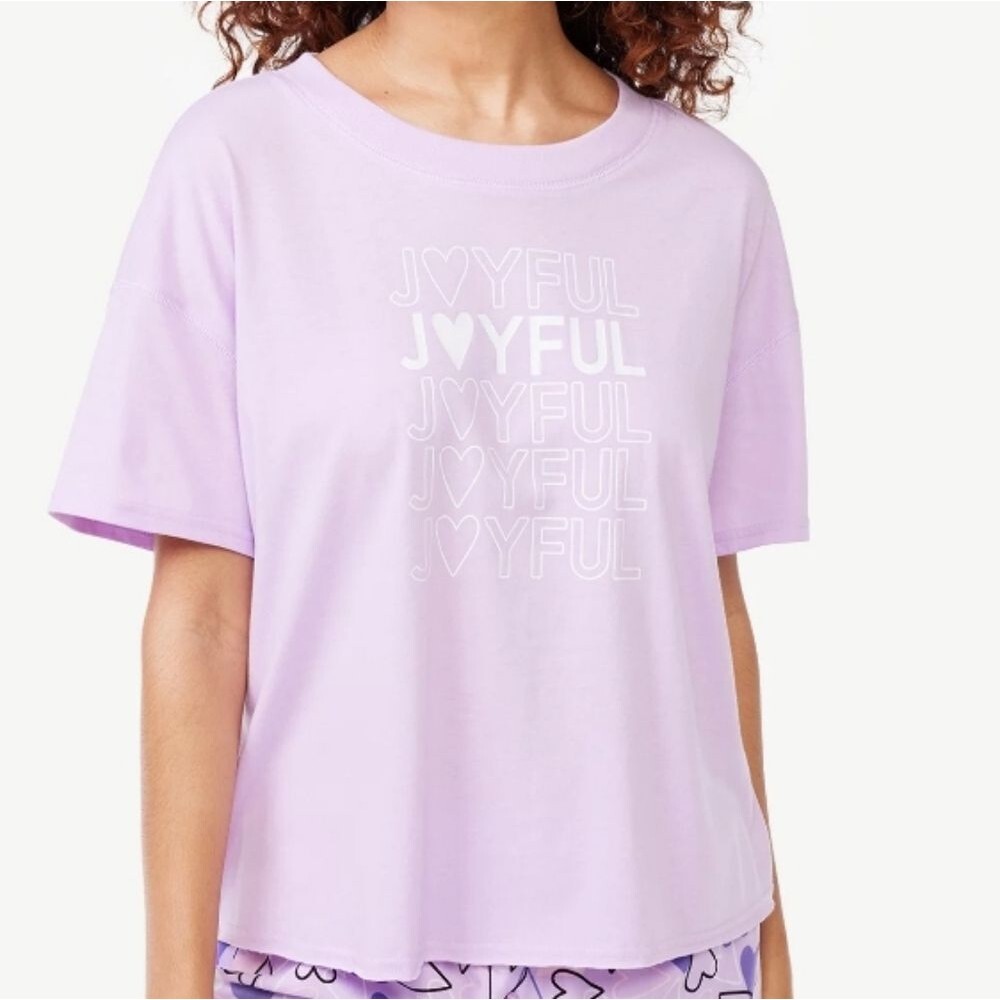 Women 3X PJ Boxy Graphic Sleep t-shirt relaxed cropped tee soft stretch
